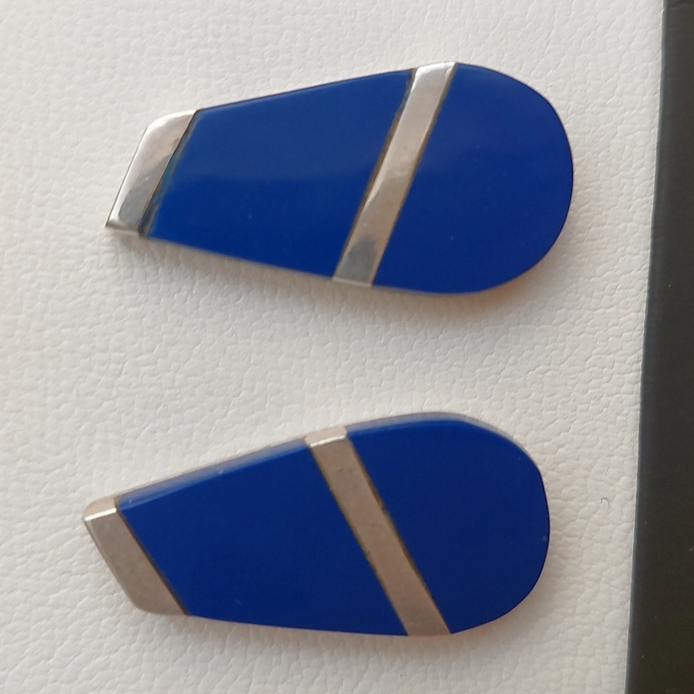 Silver and lapis stud earrings